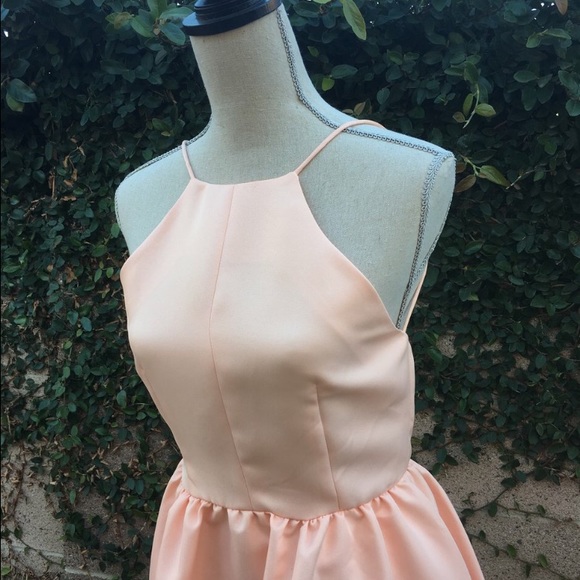 Peach backless formal prom dress - Picture 3 of 4